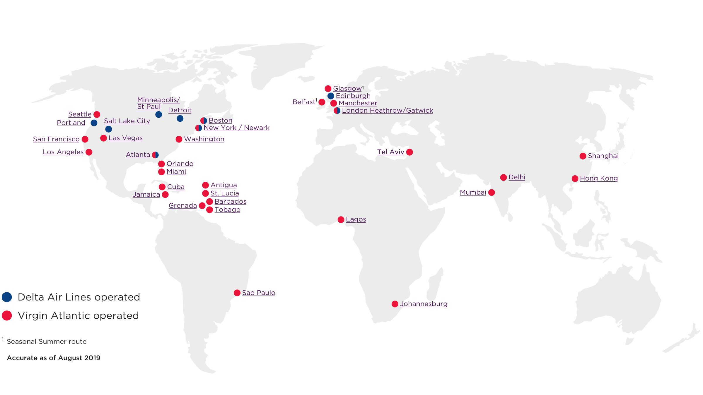 Virgin Atlantic Flight Routes Destination Map Virgin Atlantic